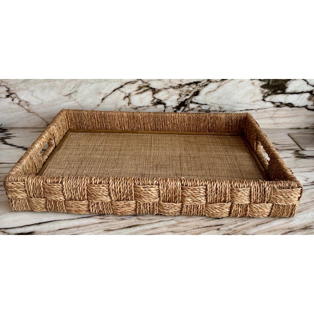 Early 21st Century Natural Grass & Bamboo Tray For Sale - Image 5 of 6