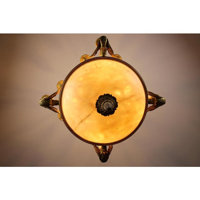 Large Empire Style Alabaster and Bronze 16-Light Chandelier, 1890s For Sale - Image 11 of 18