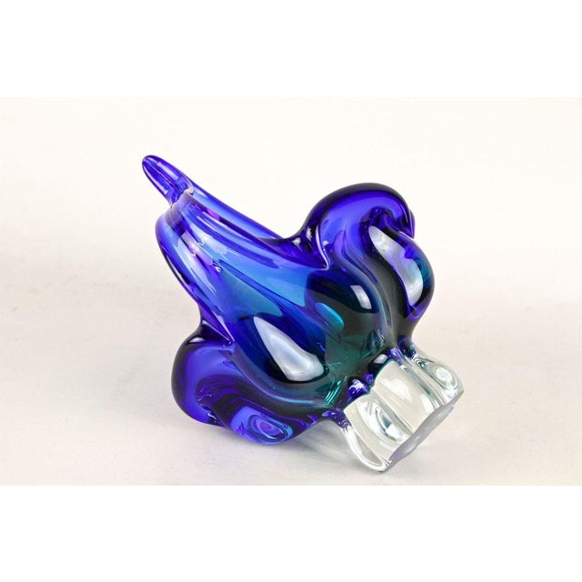 Mid-Century Blue Murano Glass Basket with Curved Handles, Italy, 1960 For Sale - Image 12 of 18