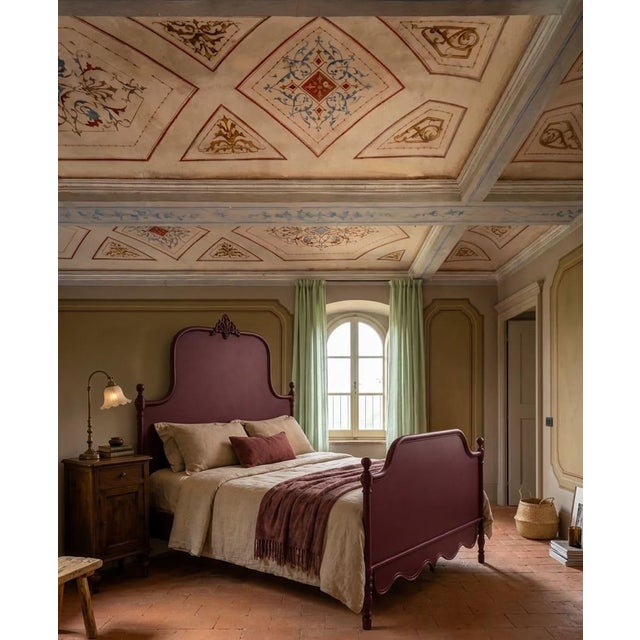 1930s French Bed in Burgundy Lacquer, 1900s For Sale - Image 5 of 7