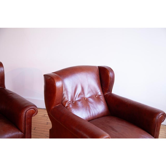 Traditional 1990s Pair of Ralph Lauren Leather Club Chairs For Sale - Image 3 of 9