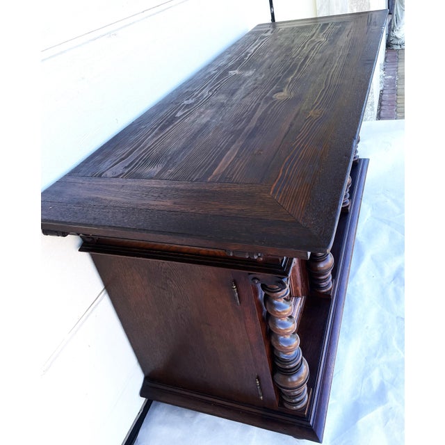 Antique Oak Buffet with Twisted Wooden Balusters, 1890-1910 For Sale - Image 10 of 18