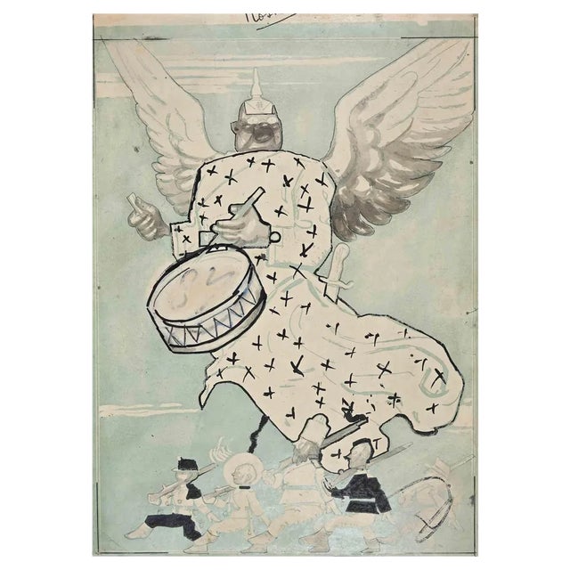Gabriele Galantara, The Call of War, Mixed Media Drawing, Early 20th Century For Sale