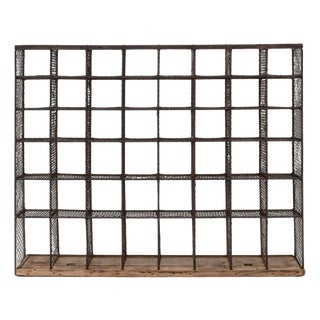 20th Century French Metal Shelf On Wooden Base For Sale