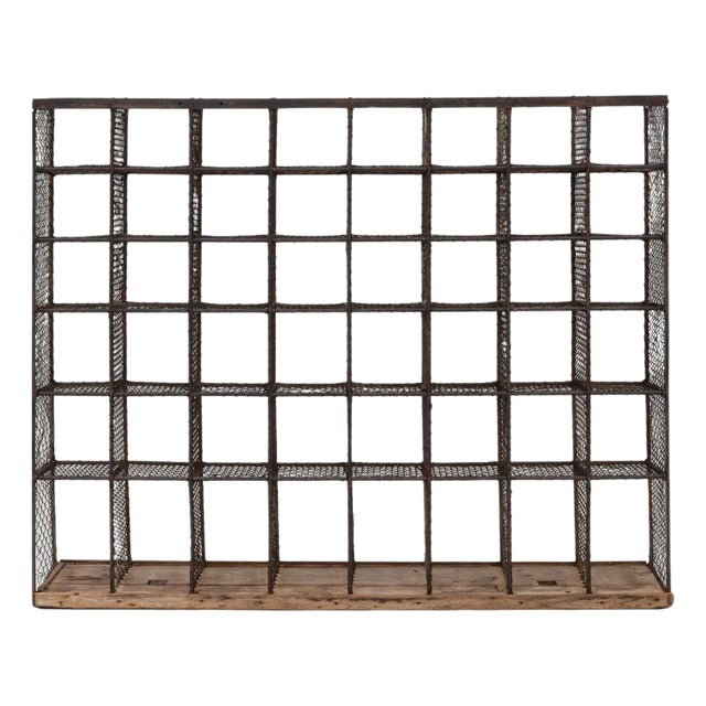 20th Century French Metal Shelf On Wooden Base For Sale