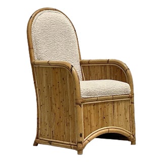 Vintage Coastal 1978 Henry Olko Arched Rattan Chair For Sale