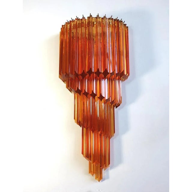 Italian Sconces with 41 Amber Colored Glasses, 1980s, Set of 2 For Sale - Image 4 of 7