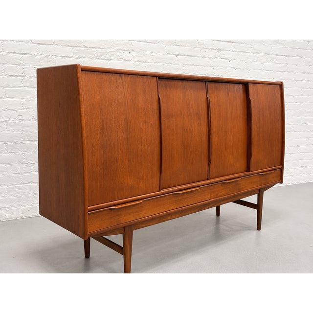 Large Danish Mid Century Modern Teak Credenza / Sideboard, by e.w. Bach, C. 1960's For Sale - Image 11 of 14