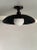 Modern Black Flush Mount Ceiling Light With Sculpted Shade and Milk Glass Globe For Sale - Image 4 of 13