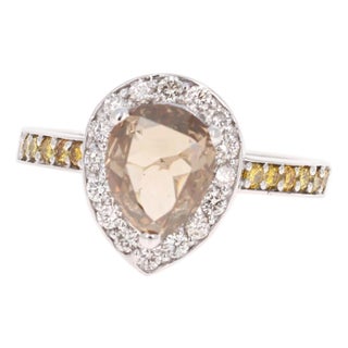 2.68 Carat Champagne Yellow Diamond 18 Karat White Gold Ring, Size 7 For Sale