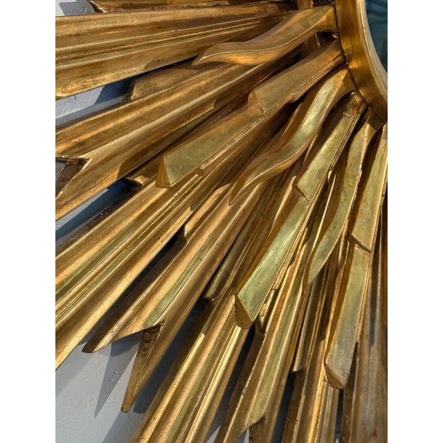 1970s Set of 2, 1970s Vintage Italian Sunburst Gilded Wall Mirror For Sale - Image 5 of 9