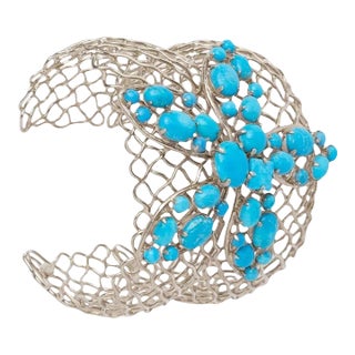 Gianna Cuff in Turquoise &Silver For Sale