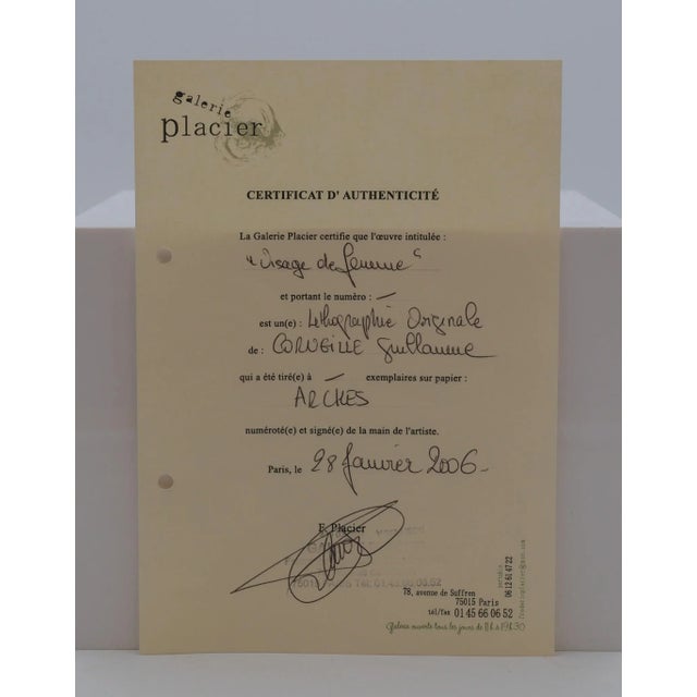 Guillaume Corneille (1922-2010), Visage de Femmes, Framed Lithograph, 1991 For Sale - Image 4 of 8