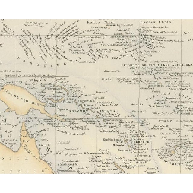 19th Century Antique Map of Oceania and the Pacific with the Sandwich Islands, 1860 For Sale - Image 5 of 8