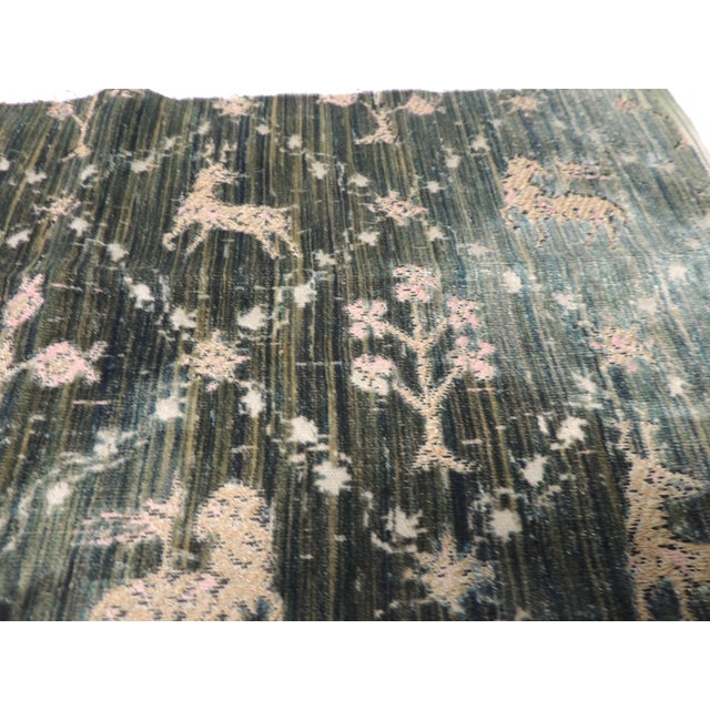 19Th C. Antique Green Silk Cut Velvet Gaufrage Textile Fragment For Sale - Image 4 of 5