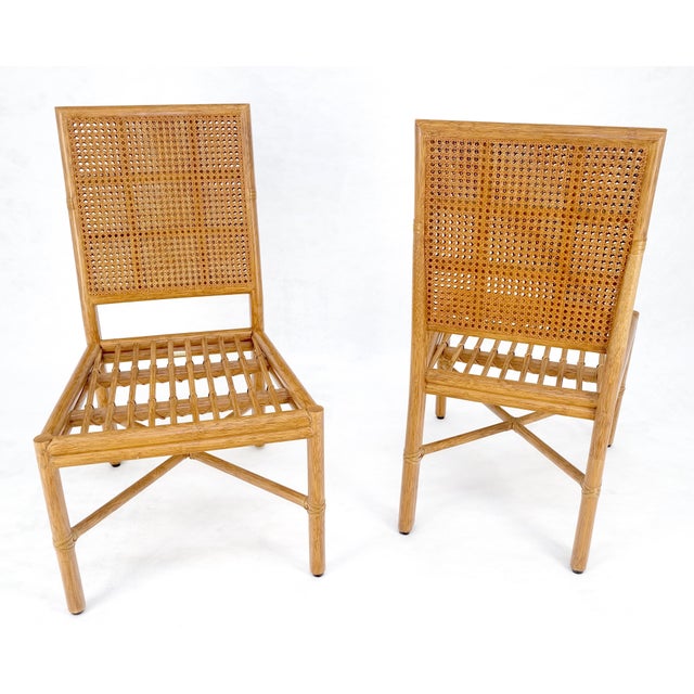 Set of 6 Mid Century Modern McGuire Cane 7 Rattan Dining Chairs MINT