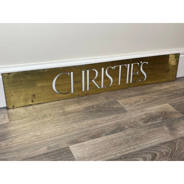 Mid Century British Rare Brass Auctioneers Wall Sign Christie's For Sale - Image 6 of 11