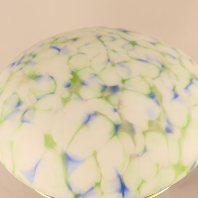 Art Deco Brass Table Lamp with Mottled Glass Shade by Geb Kunstglas, Berlin, 1925 For Sale - Image 6 of 15