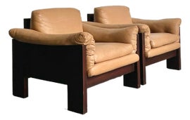 Example of Brown Leather Accent Chairs