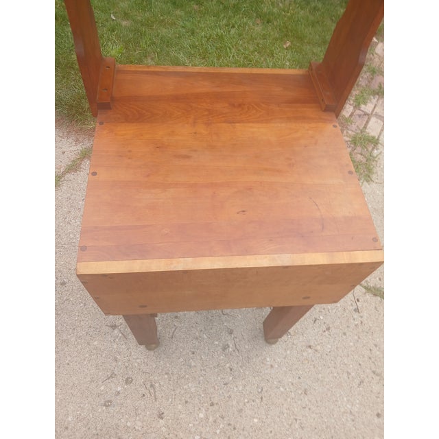 1970s Vintage Butcher Block Work Table, With Hanging Rack, on Brass Castors For Sale - Image 5 of 15