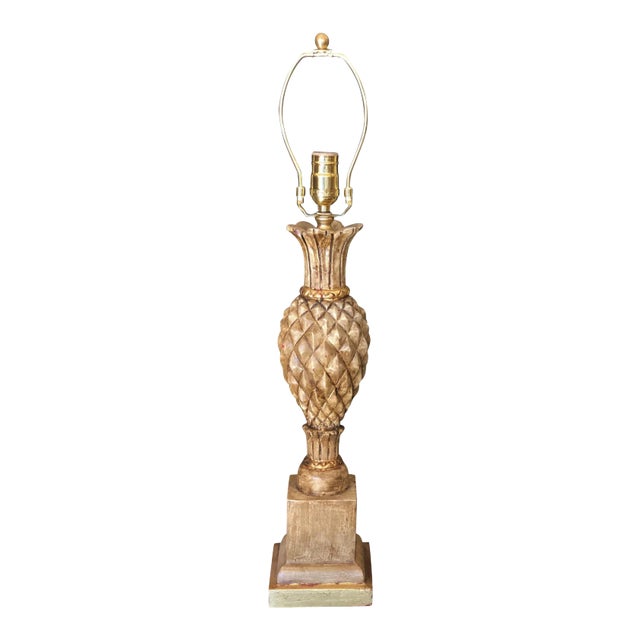 Regency Style Thomas Morgan Carved Pineapple Form Designer Table Lamp For Sale