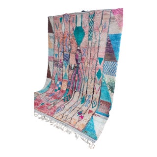 Contemporary Rose Clay Patchwork Wool Moroccan Rug For Sale