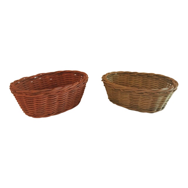 Vintage Small Colored Baskets - Set of 2 For Sale