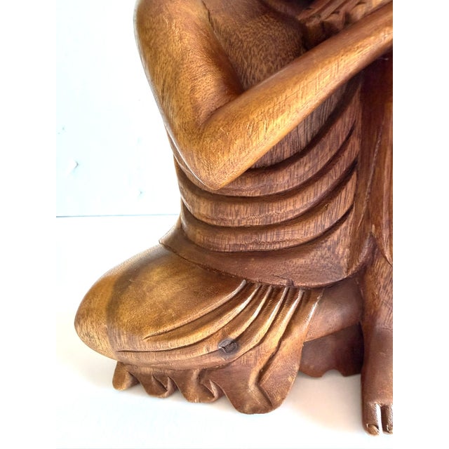 Wood Carving of "Resting Buddha" From Bali For Sale - Image 12 of 14
