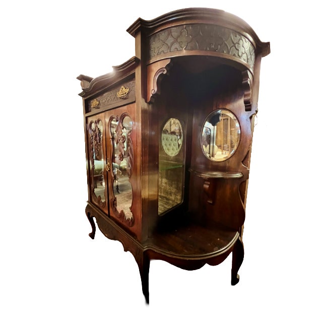 Victorian Antique Victorian/Edwardian Style Carved Mahogany Buffet Sideboard Cabinet For Sale - Image 3 of 6