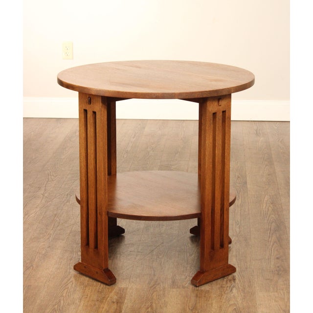 Stickley Mission Collection Oak TwoTier Round Side Table Chairish