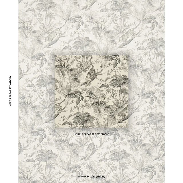 Forest Canopy is an imaginative fabric depicting leopards, monkeys, and other animals gamboling through groves of jungle...