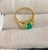 Emerald Oval Emerald and Diamond Three-Stone Ring 14 Karat Yellow Gold For Sale - Image 8 of 18