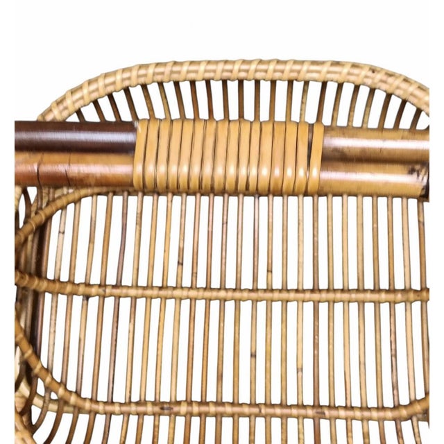 Wood Rattan Basket Magazine Rack, Italy, 1960s For Sale - Image 7 of 9
