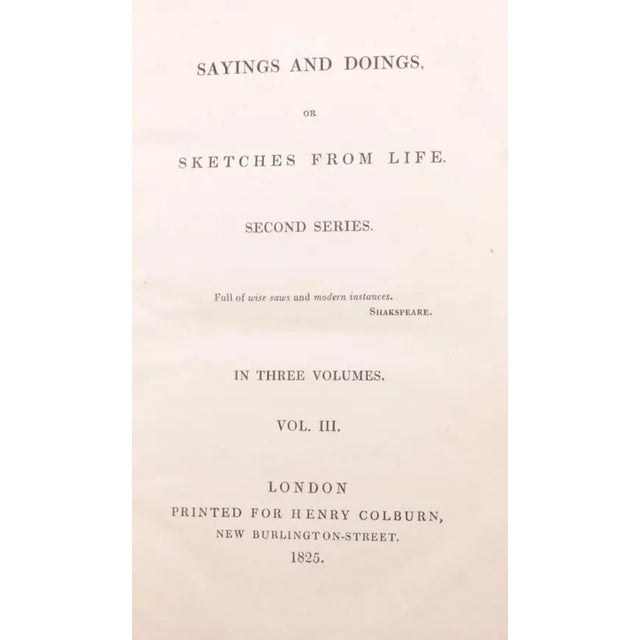 "Sayings and Doings, or Sketches From Life" Fine Leather Bindings Three Quarter Vellum by Theodore Hook 1825 For Sale - Image 4 of 6