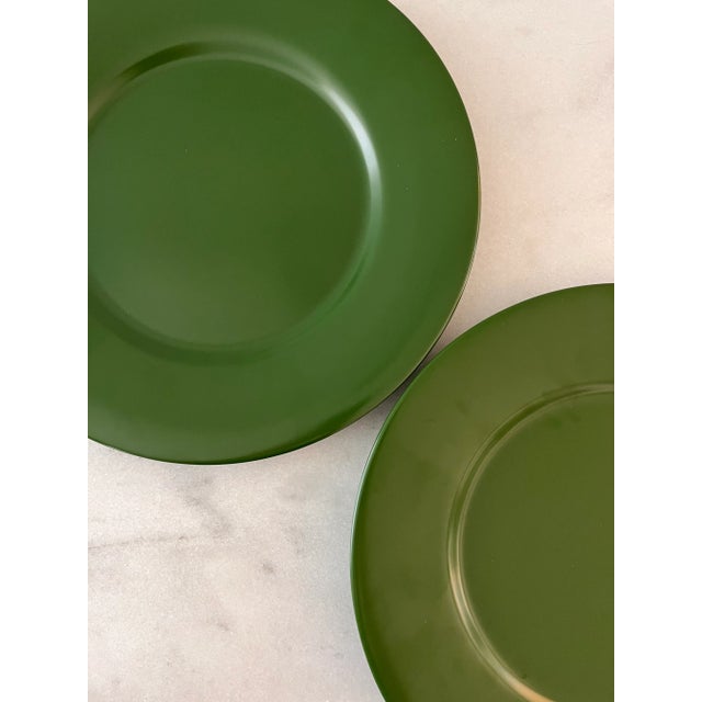 Green Set of 5 Gien France Green Charger Plates For Sale - Image 8 of 10