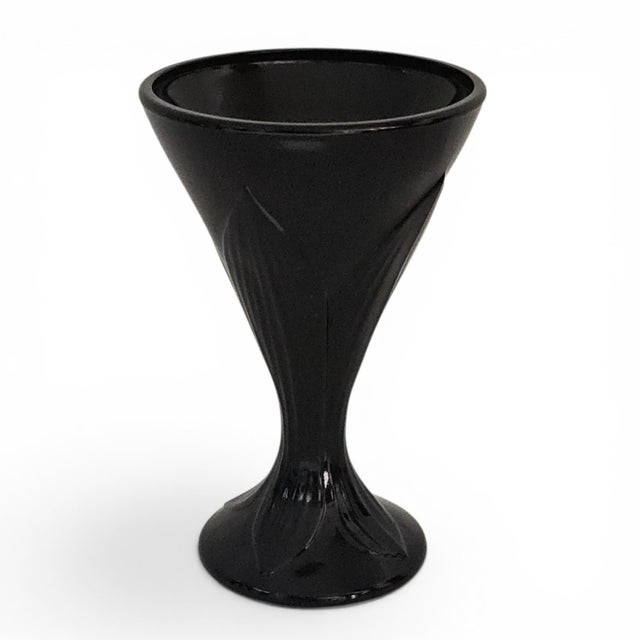 Black Mid 20th Century La Rochère Fidji Black Amethyst Pressed Glass Goblets, Set of Eight For Sale - Image 8 of 15