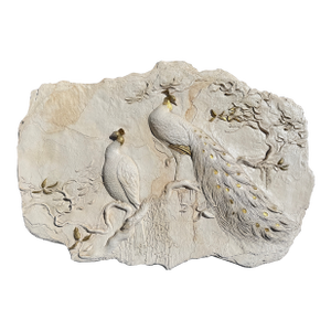XL Peacocks Wall Relief Sculpture