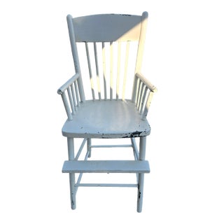 Antique Early American Country Style Spindle Back Youth Chair With Historical Painted Patina For Sale