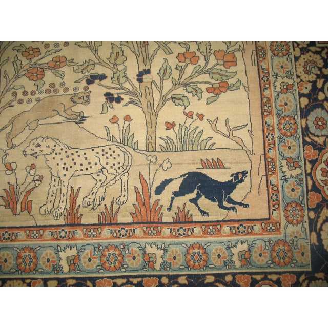 Zabihi Collection Pictorial Paradise Antique Tabriz Oversize Tree of Life Rug For Sale - Image 13 of 18