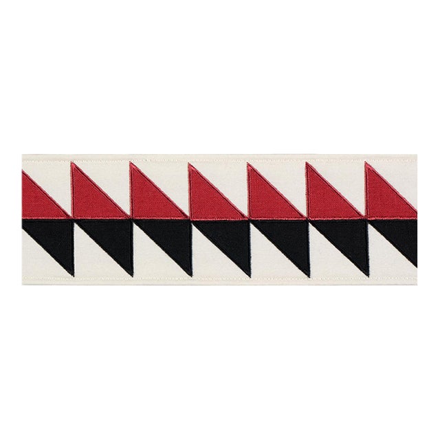 Sample - Schumacher Quilted Diamond Tape Trim in Black & Red For Sale
