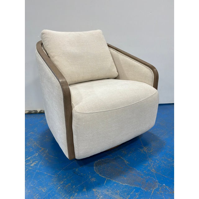 Modern Swivel Chair Micro Chenille Fabric For Sale - Image 4 of 7