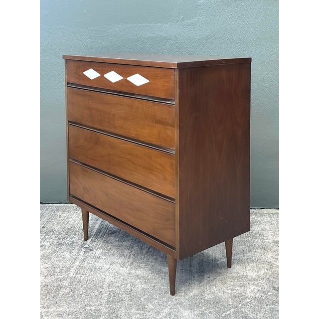 Vintage MCM Bassett Interchangeable Diamond Tall Chest of Drawers For Sale In West Palm - Image 6 of 12