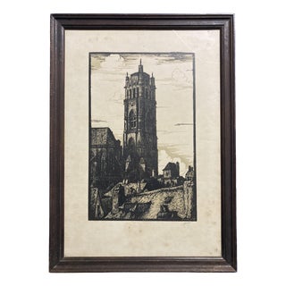 Jean Ferrieu, Rodez Cathedral, 1950s, Paper, Framed For Sale