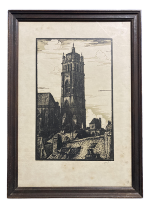 Jean Ferrieu, Rodez Cathedral, 1950s, Paper, Framed