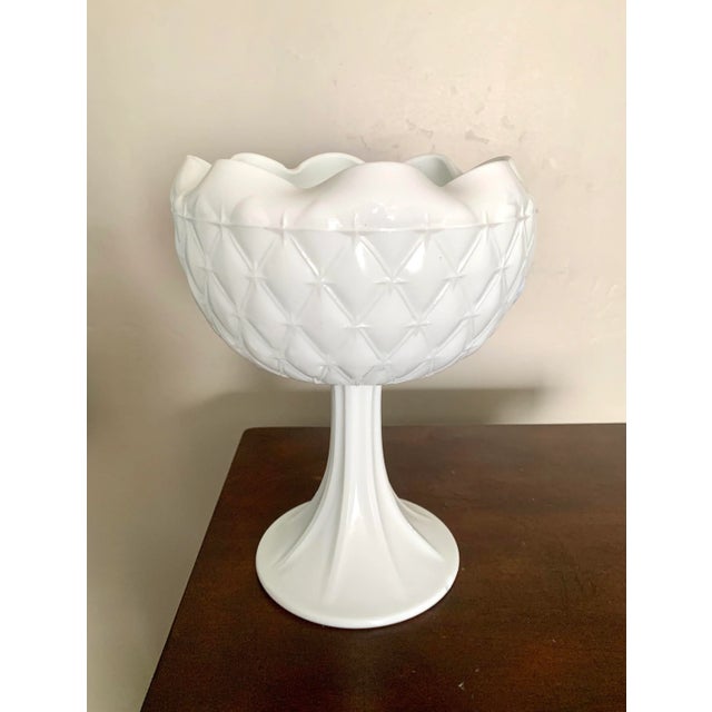 Vintage Milk Glass Footed Bowl For Sale - Image 4 of 6