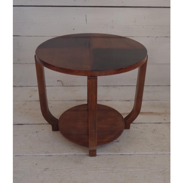Art Deco Walnut Coffee Table with Curved Legs and Ebonized Segmented Top, 1930s For Sale - Image 15 of 15