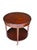 Vintage Mahogany Two-Tier Side Table | Bookmatched Starburst Top | Fluted Legs | Brass Caster Feet For Sale - Image 6 of 11