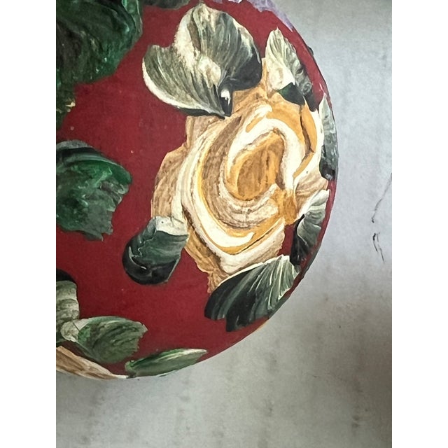 Hand Painted Flower Christmas Ornaments-6 For Sale - Image 10 of 11