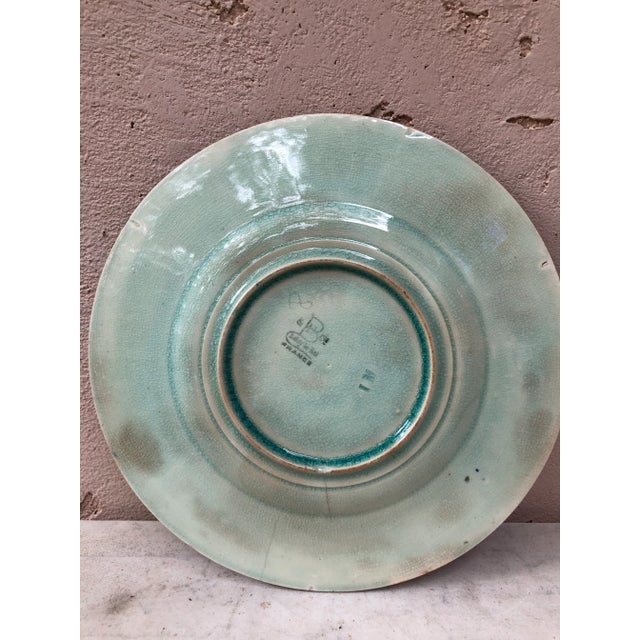 C.1890 Majolica Leaves and Flowers Plate Choisy Le Roi For Sale - Image 4 of 6