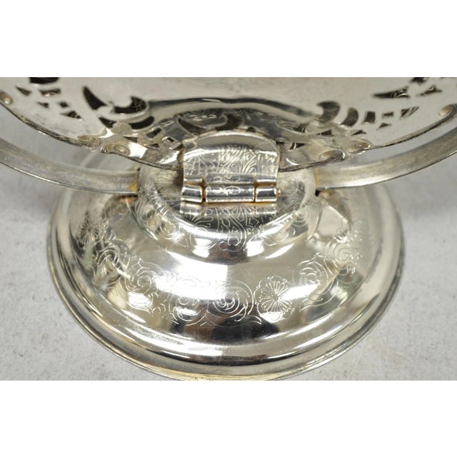 Silver Vintage Queen Anne Style Silver Plated 3 Tiered Folding Cake Dessert Stand Tray For Sale - Image 8 of 18